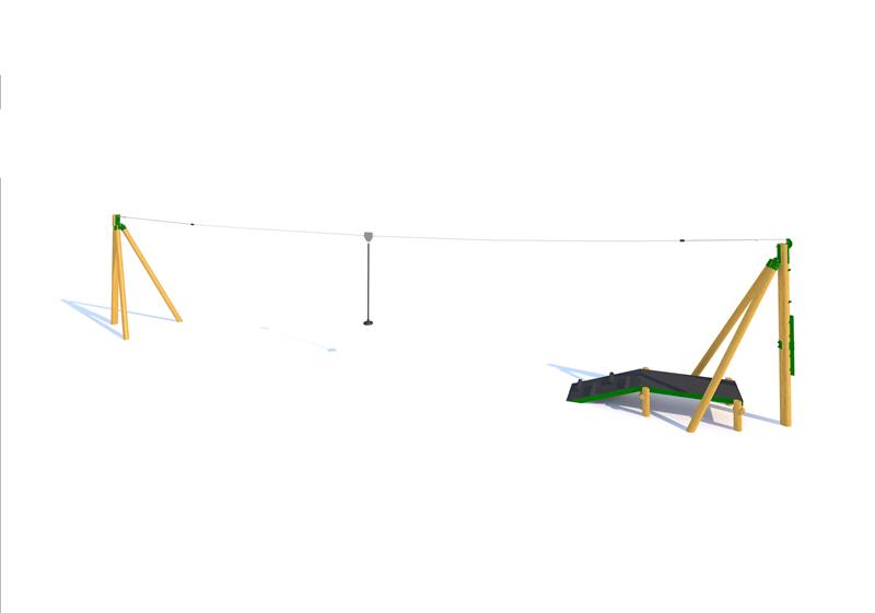 Technical render of a Zip Wire 1-Way (20M)